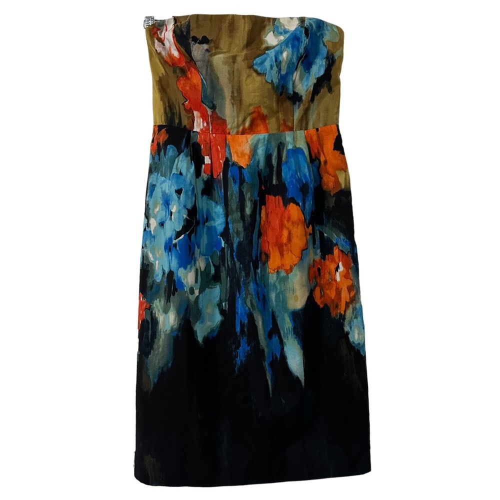 Anthropologie Moulinette Soeurs Silk Strapless Splashed Palette Dress Size 4